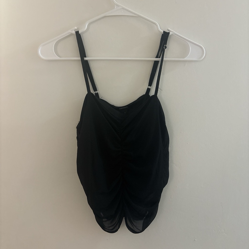 Forever 21 Black Ruched Cami Top